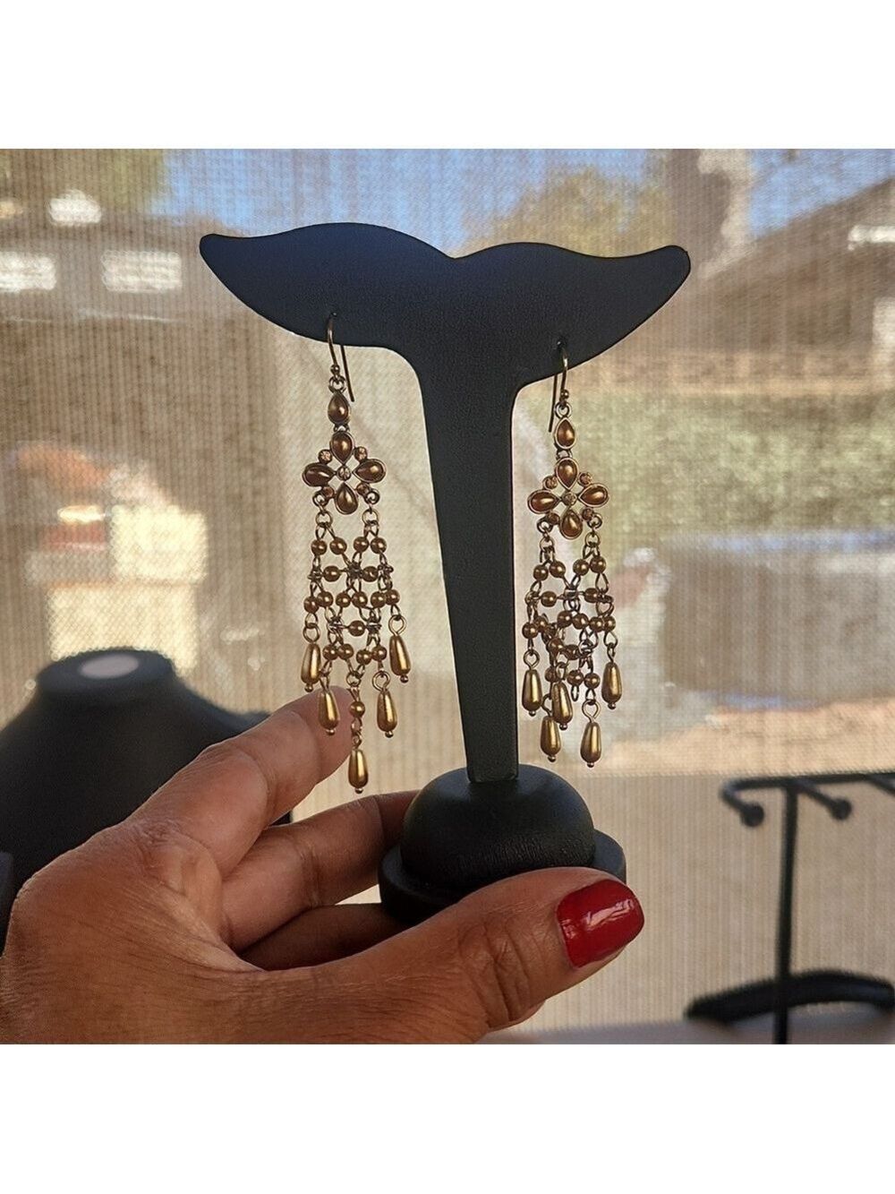 J Crew Chandelier Amber Tone Earrings - Picture 2 of 3